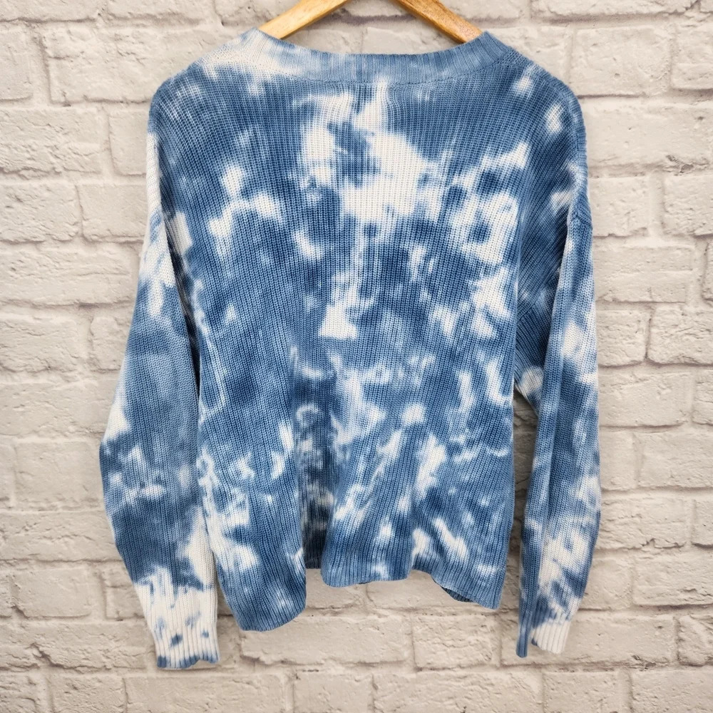 ALTAR'D STATE Ribbed Blue White Long Sleeve Tye Dye Sweater Sz XS - Picture 5 of 10